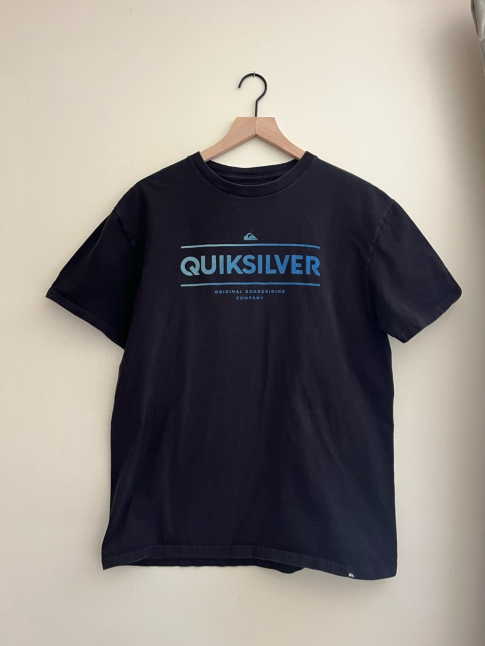 Quiksilver Men's Black Logo Crew T-Shirt Large
